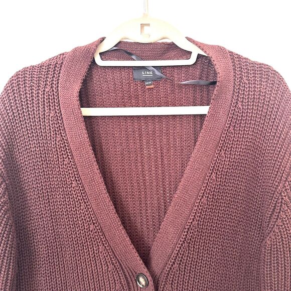 LINE THE LABEL Oversized Ribbed Cardigan Brown‎ XS - Picture 2 of 5